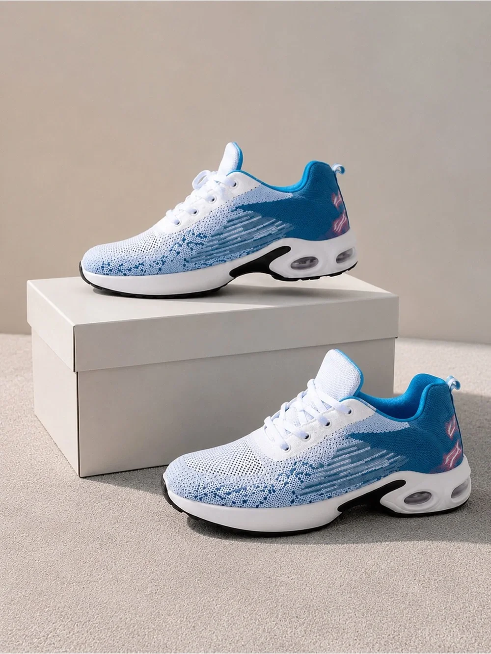 Amazon Essentials White and Blue Men's Running Sneakers